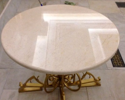 полировка столика из мрамора